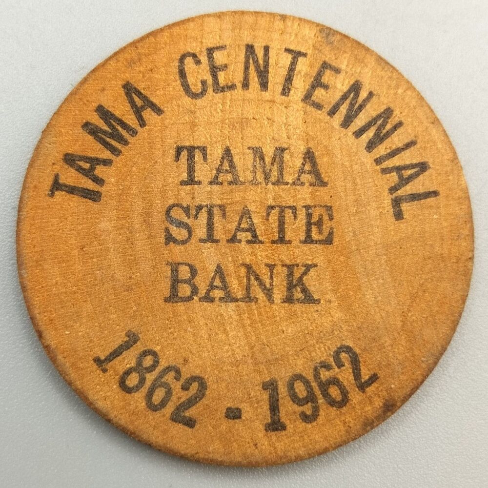 Tama Iowa Centennial Wooden Nickel 1962 Indian Head Souvenir Vintage Exonumia